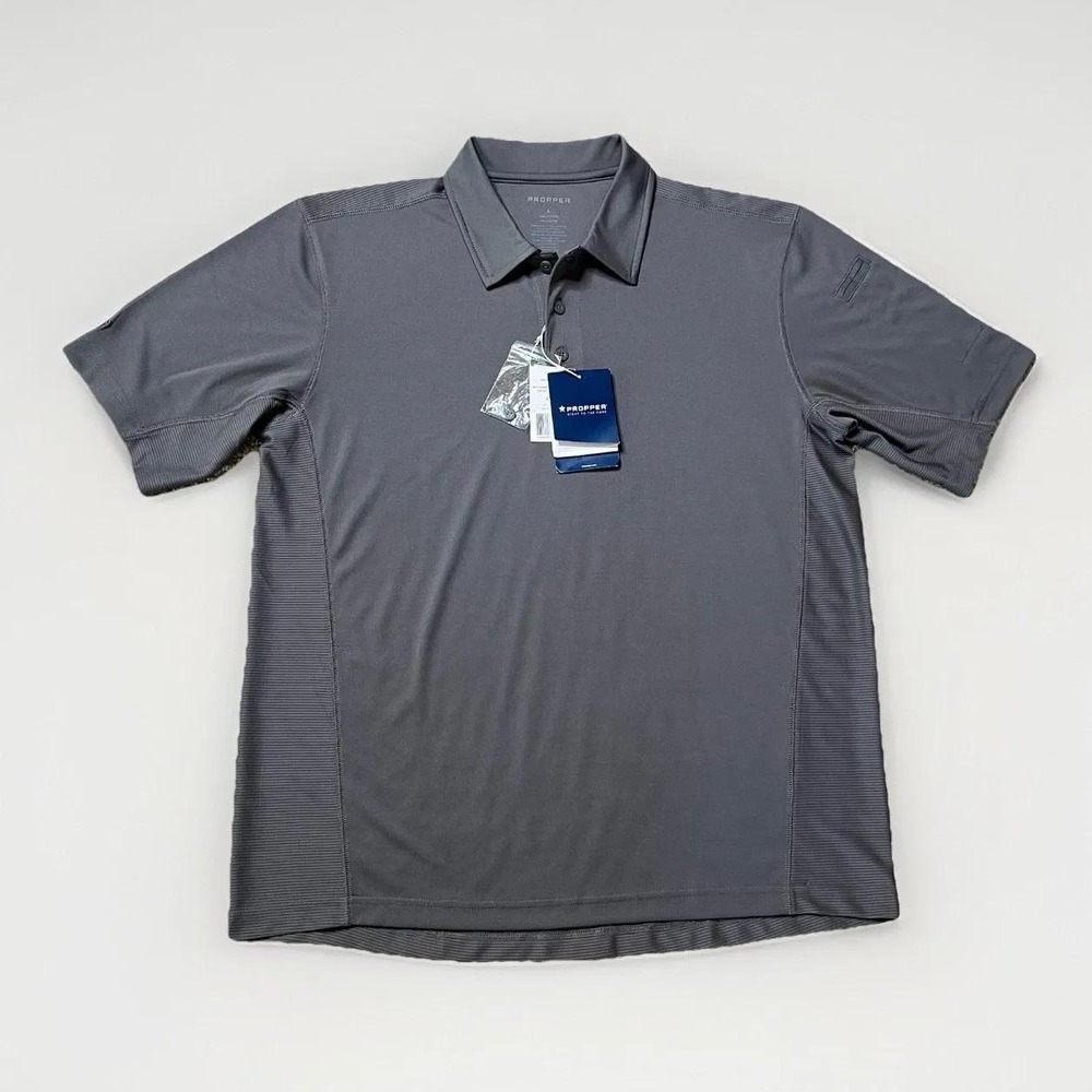 Propper Mens Summerweight Tactical Polo Shirt Alloy Grey Short Sleeve Large NEW